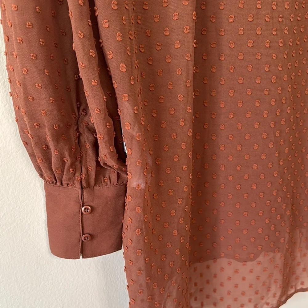 Adrianna Papell Clip Dot Tie Neck Button Down Blouse NWT - Picture 5 of 5